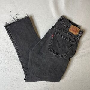 Levis 501 Button Fly Straight Leg Jeans Mens 30x28 Charcoal Gray Cut Off Hem